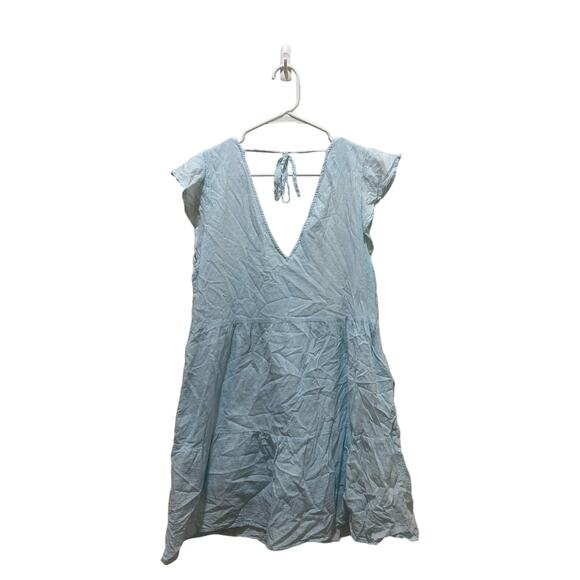 Abercrombie and Fitch Blue Linen Sundress Size Medium Tall - Picture 3 of 6